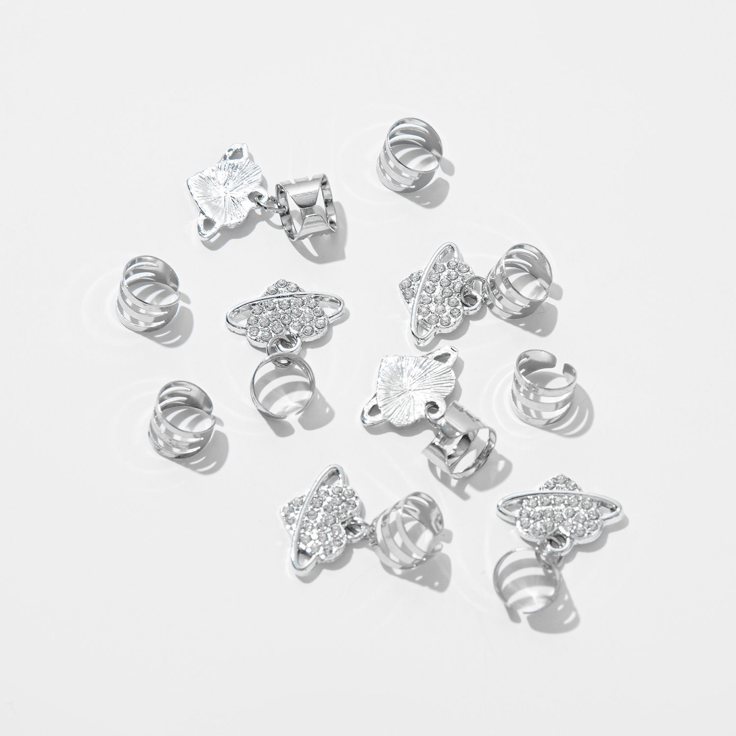 A 10-piece DIY hair accessory buckle set featuring cross-border dreadlocks, open hair bands, hollowed-out five-pointed stars, butterflies and hearts pic 26