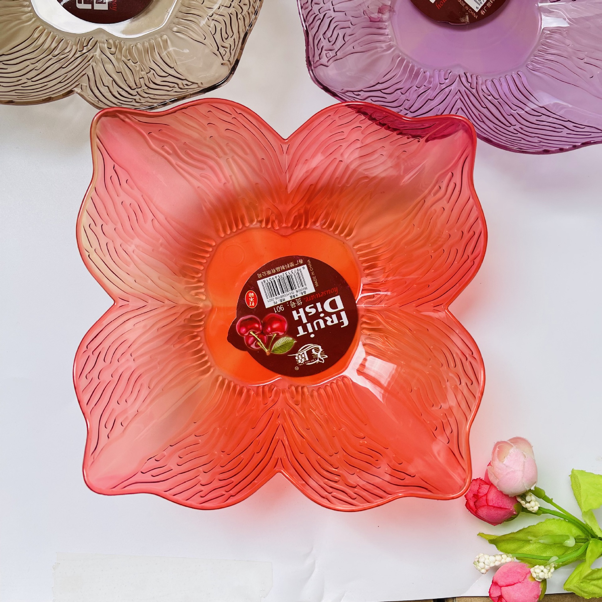 【 Zone 3-7 】 Square petal plate 10/ bag 720/ box Lace fruit plate Transparent Candy Plate Petal Snack plate Plastic plate 1 yuan 2 yuan Source New material fruit plate wholesale pic 8