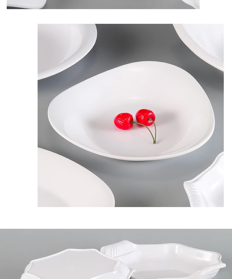Melamine tableware, white imitation porcelain irregular-shaped plates, hotel and restaurant commercial irregular cold dish plates, creative plates pic 4