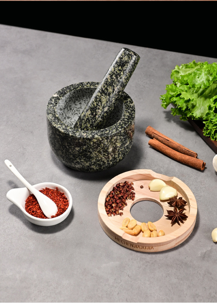 天然石材石臼捣蒜器厨房家用压蒜器捣碎机蒜臼子石头辣椒研磨器详情17