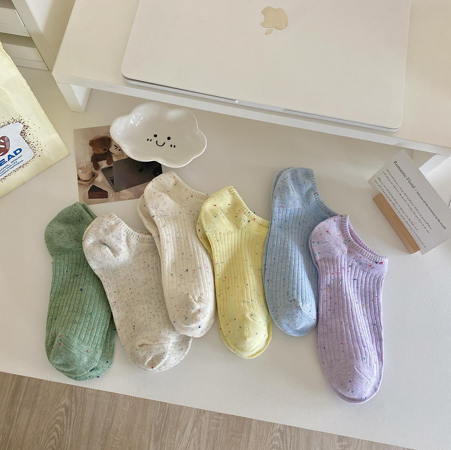 点子纱船袜女纯棉夏季薄款低帮浅口隐形袜硅胶防滑不掉跟女士短袜详情36