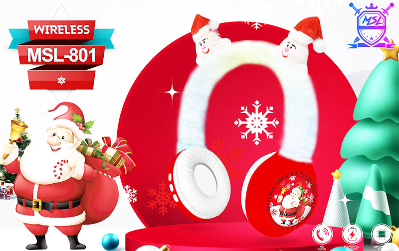 跨境直銷新款頭戴式無(wú)線藍(lán)牙耳機(jī) 創(chuàng)意圣誕毛絨設(shè)計(jì) 重低音降噪潮流耳機(jī) 高品質(zhì)音質(zhì)享受詳情2