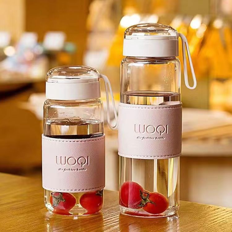 The Korean version of the water cup is cute, fresh and fashionable. It is a summer heat-resistant glass tea cup with a large capacity and portable transparent design pic 11