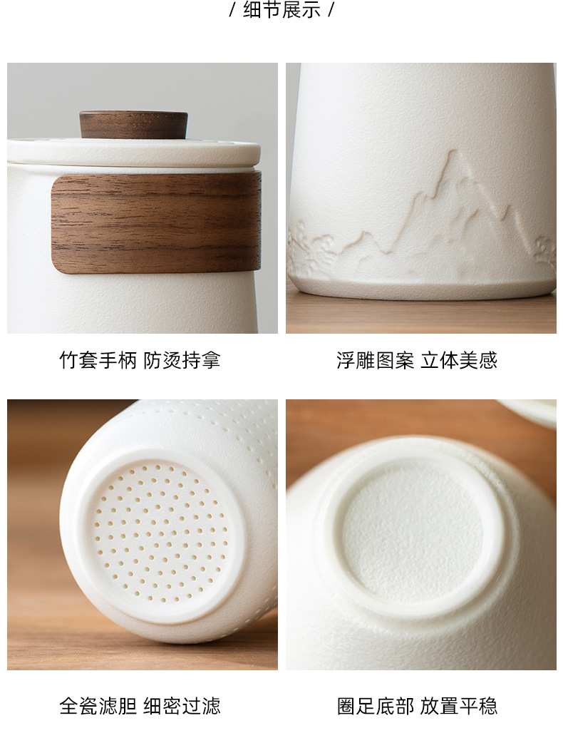 White porcelain portable outdoor travel tea set, one pot with six cups, household quick customer cups, company business gift printing pic 8