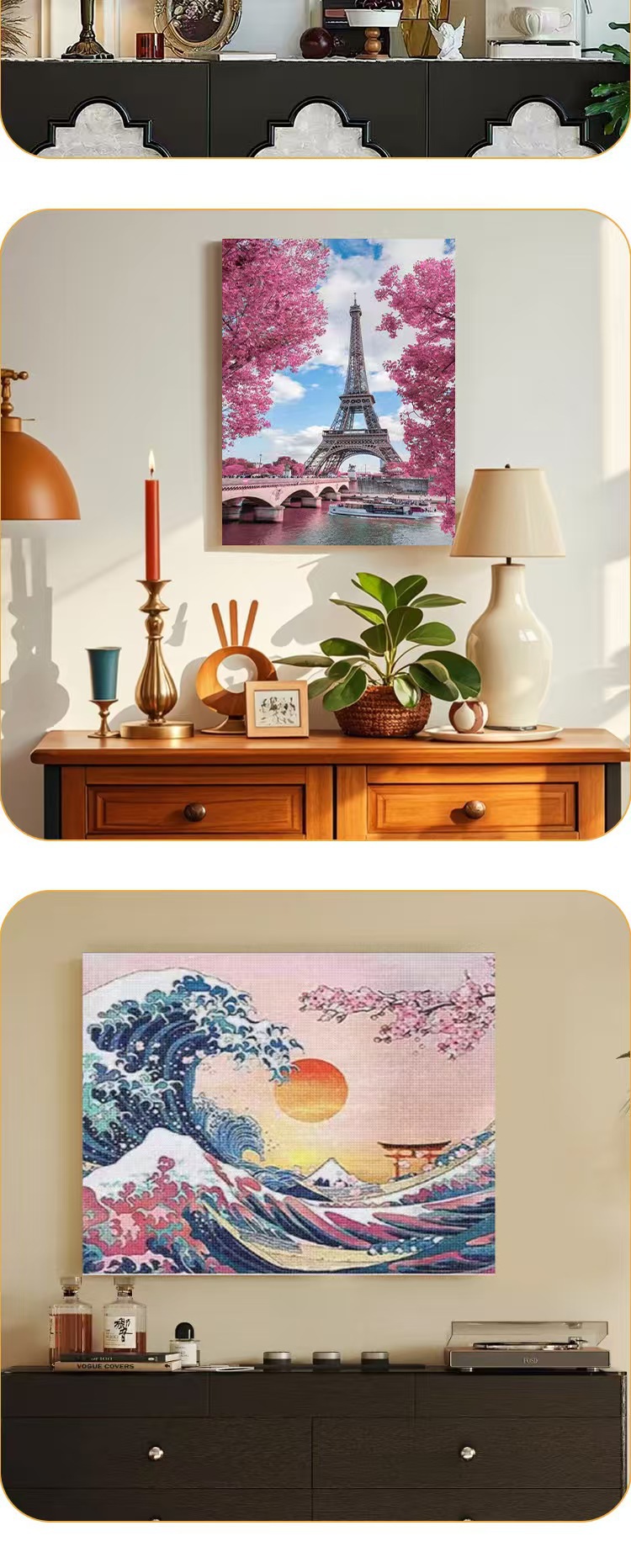 diy landscape diamond painting 5D hand-filled color flower Taiji cherry blossom decorative hanging artist home craft painting Square diamond landscape wall decoration pic 10