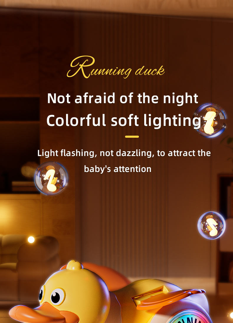 2025跨境电动万向旋转鸭儿童萌趣声光转转鸭小宝宝引导学爬玩具鸭详情11