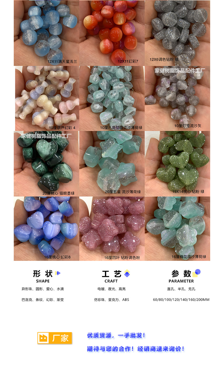 新中式风玉化鎏金树脂猫眼珠 diy手工串珠材料旗袍盘扣配件现货详情6