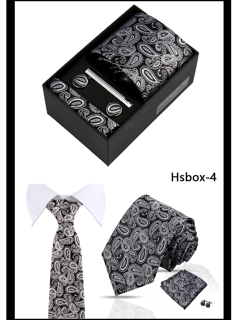 男士商务佩斯利领带口袋巾礼盒套装结婚礼服红色7.5cm手工打结领带配饰详情6