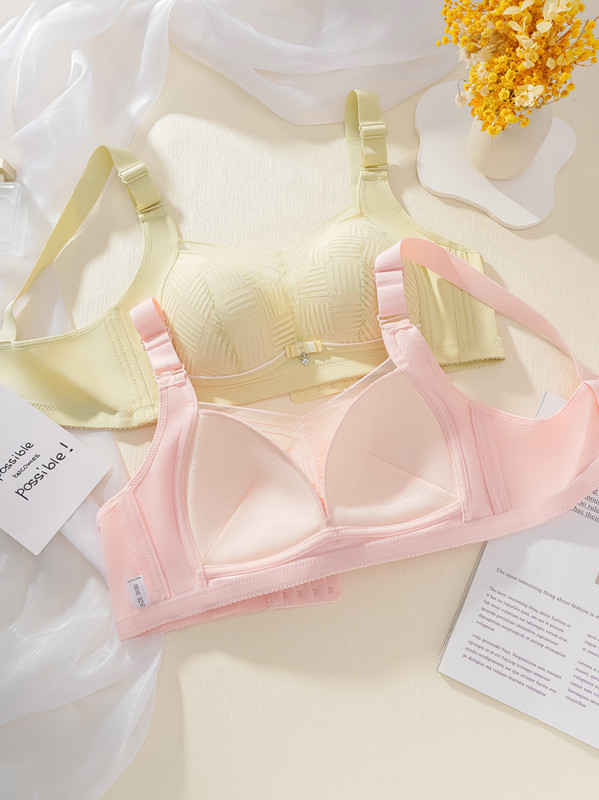 Cross-border trade bras without steel rings, thin cups, large breasts, small appearance, gathering top support, side retraction, breathable inner lining, adjustable type underwear pic 4