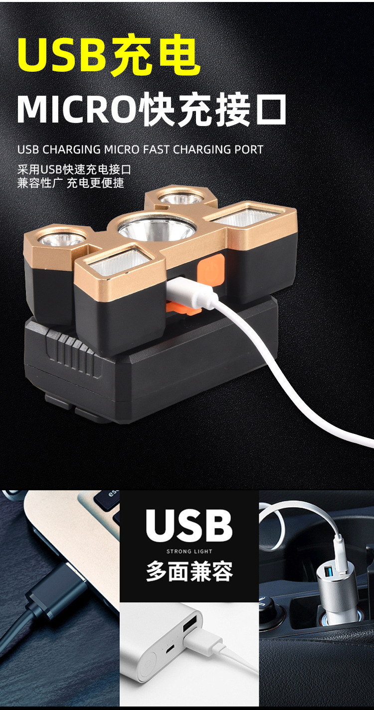 Cross-border exclusive LED strong light head outdoor high-power usb charging head-mounted flashlight waterproof night fishing headlamp pic 9