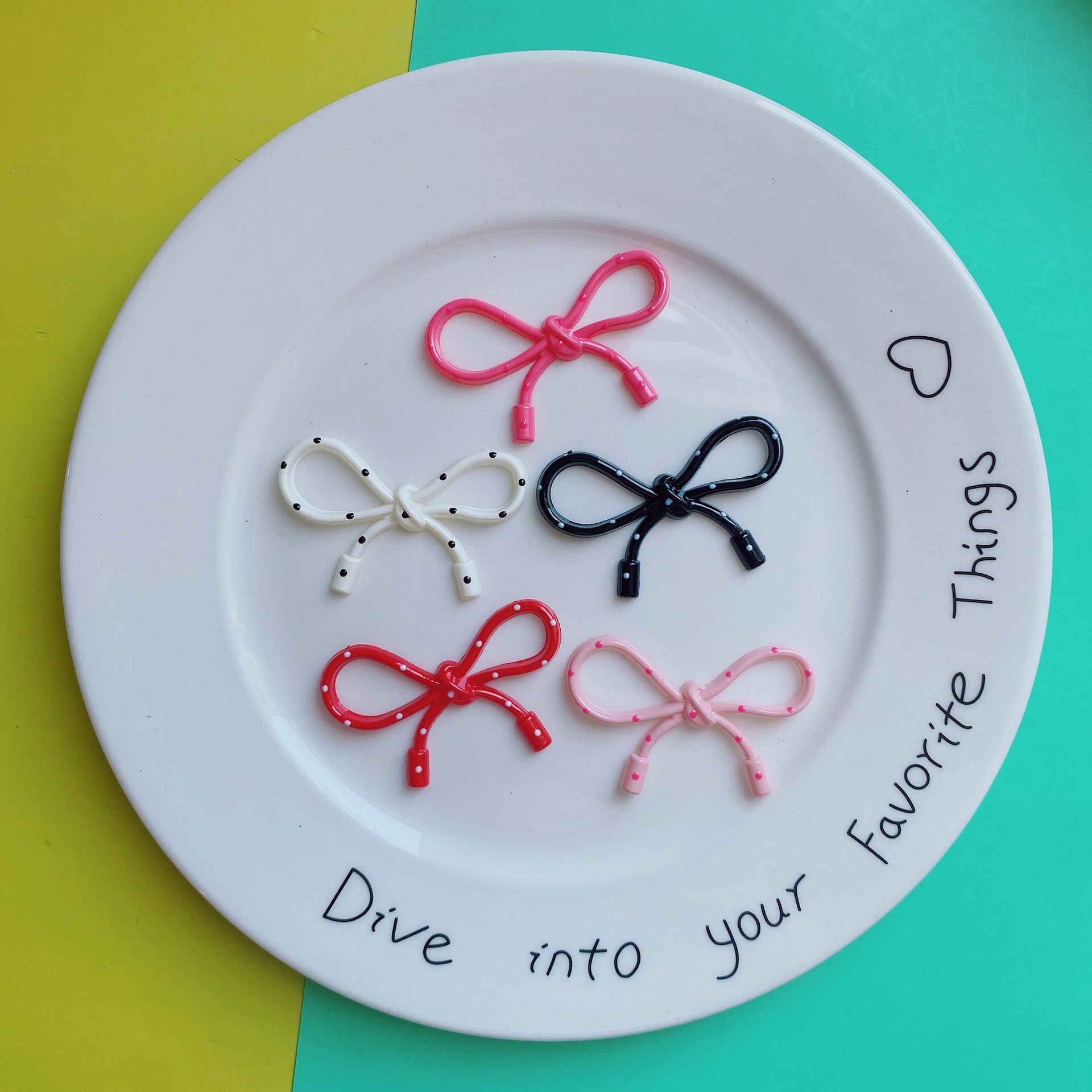 Polka dot hollowed-out bow five-pointed star accessories, diy phone case decoration, crocs, headwear, wholesale bags pic 5