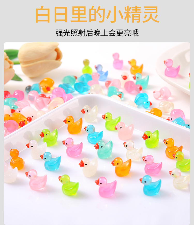 Mini glow-in-the-dark duck toy desktop car decoration miniature animal trinkets diy handmade resin pic 7