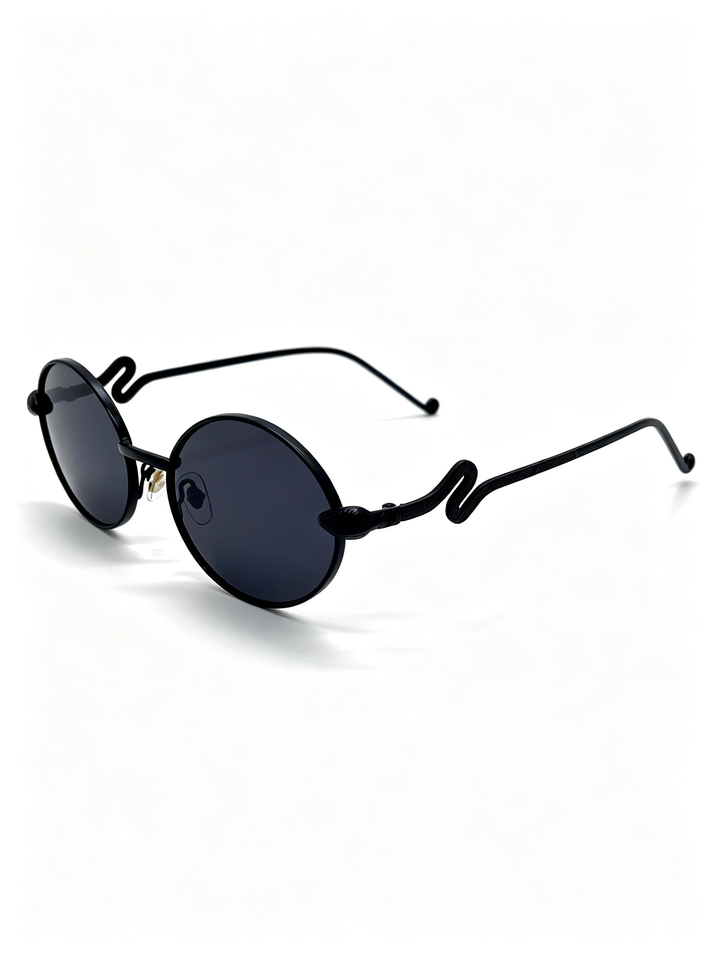 Niche snake print espejos piernas gafas de sol unisex vintage metal montura redonda gafas de sol estilo personal gafas influencers pic 5