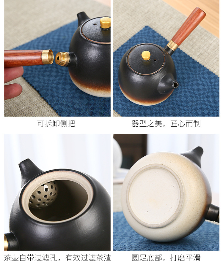 Travel portable black ceramic kung Fu tea set, Japanese teapot and tea cup gift, company opening souvenir pic 9