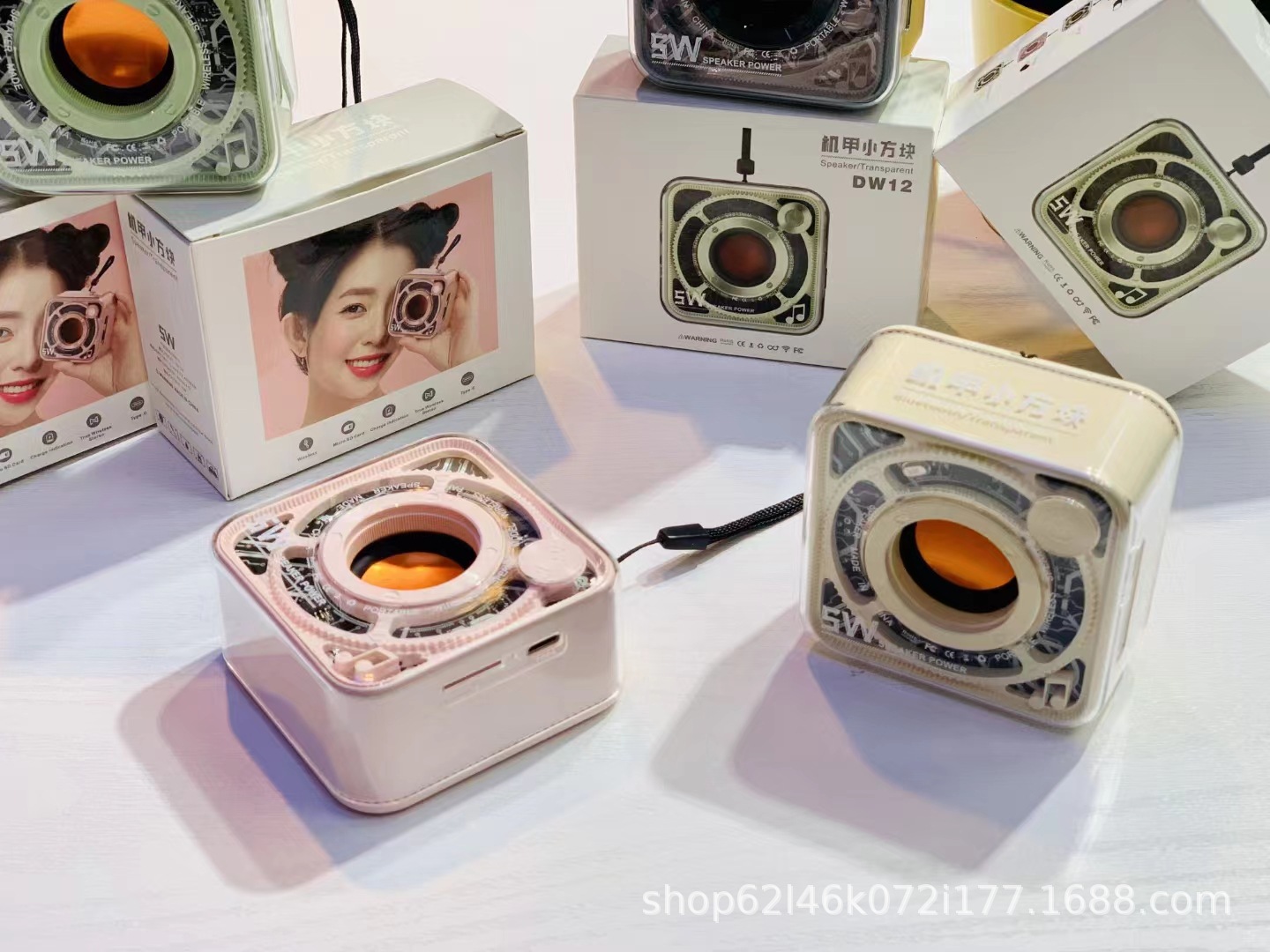 New transparent mecha small steel cannon Bluetooth speaker, outdoor home portable card-inserting subwoofer mini audio system pic 20