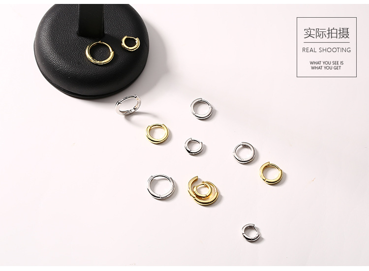 Korean cold and elegant style small ear buckle, INS all-body 925 sterling silver earrings, simple and versatile for women, ear bone stud 0953T pic 6