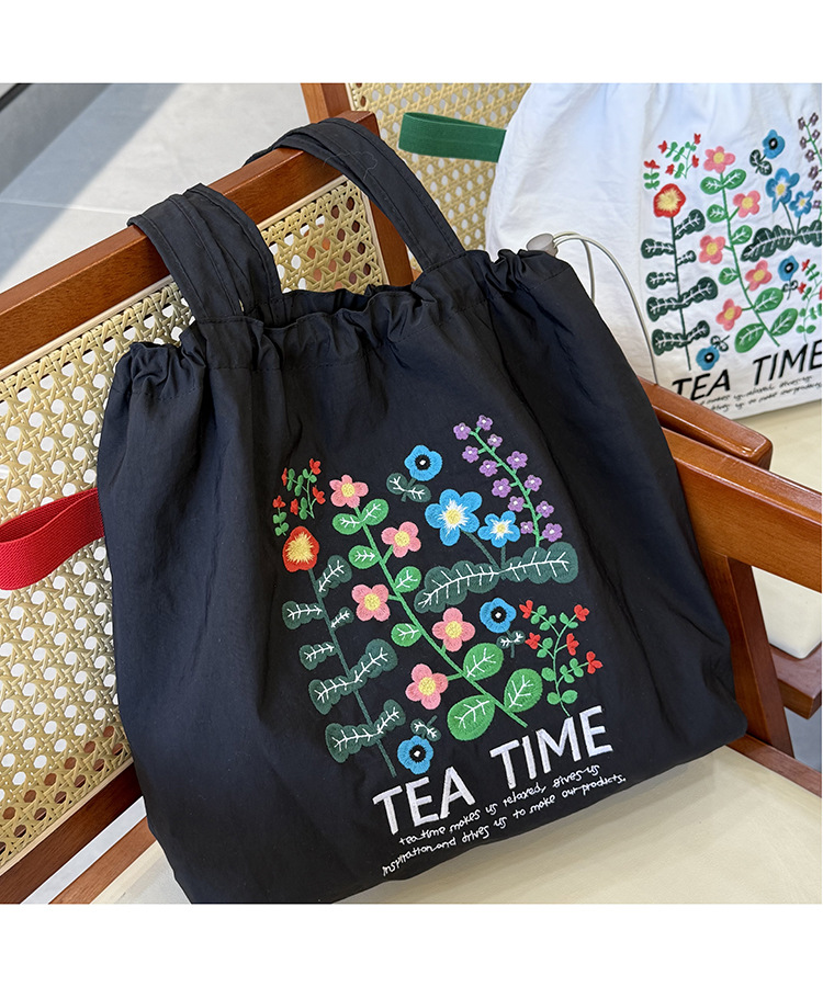 跨境外贸鲜花植物气质印花帆布包原宿单肩包学生时尚手提袋现货详情4