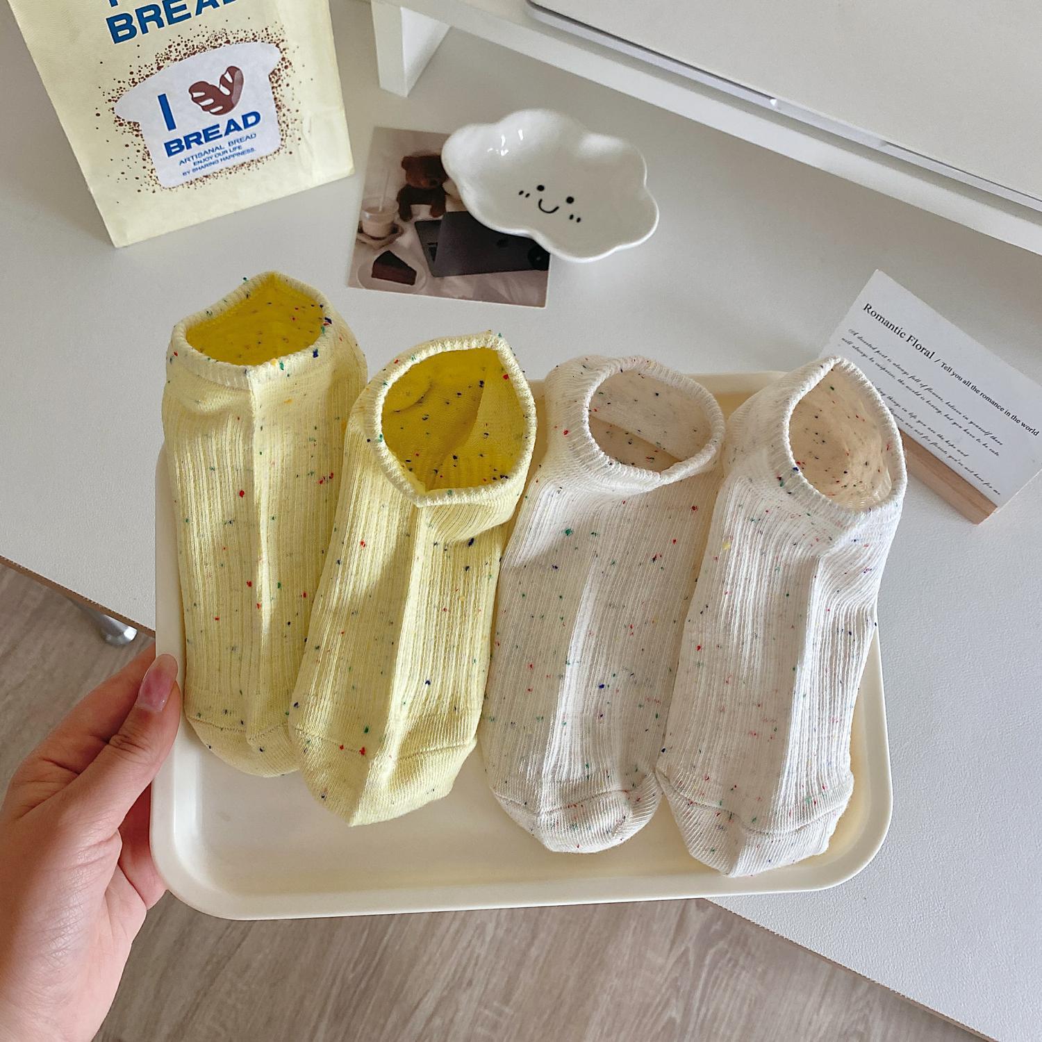 点子纱船袜女纯棉夏季薄款低帮浅口隐形袜硅胶防滑不掉跟女士短袜详情41