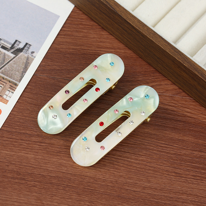 韩版百搭椭圆发卡高级感精致彩钻边夹醋酸板材百搭刘海夹批发详情6