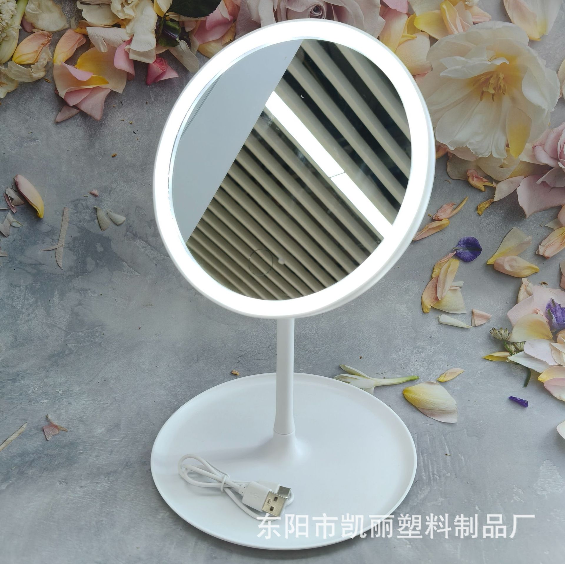 批发折叠镜便携LED随身镜塑料方形圆形塑料收纳灯镜三色灯镜子详情26