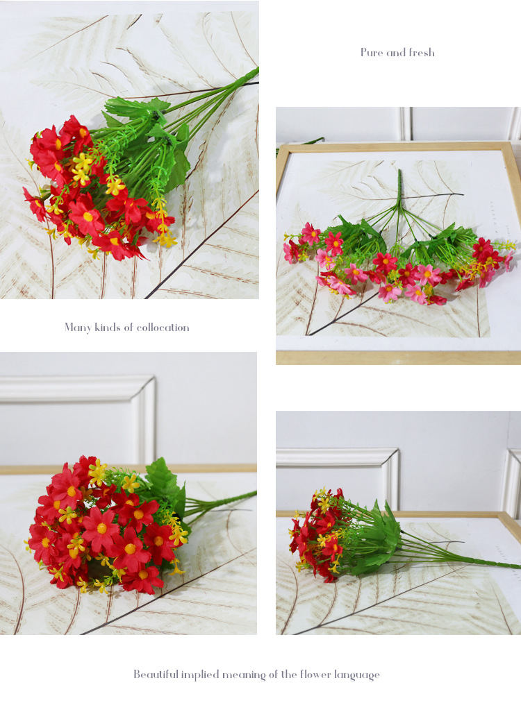 仿真花小雏菊跳兰菊人造假花28头园林家居装饰绢花户外工程小野菊详情9