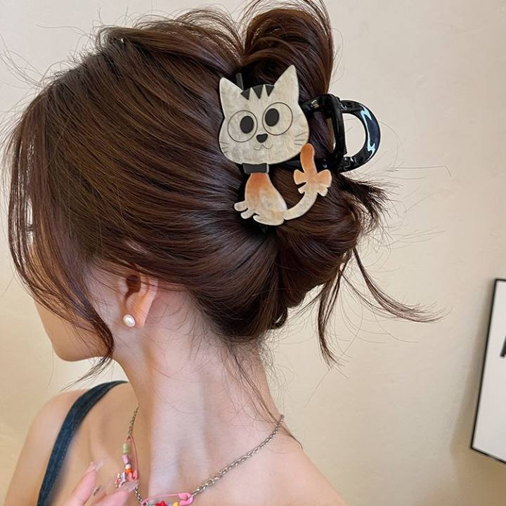 安可拉红纽扣抓夹女2025新款盘发鲨鱼夹高级感后脑勺发夹头饰发卡详情5