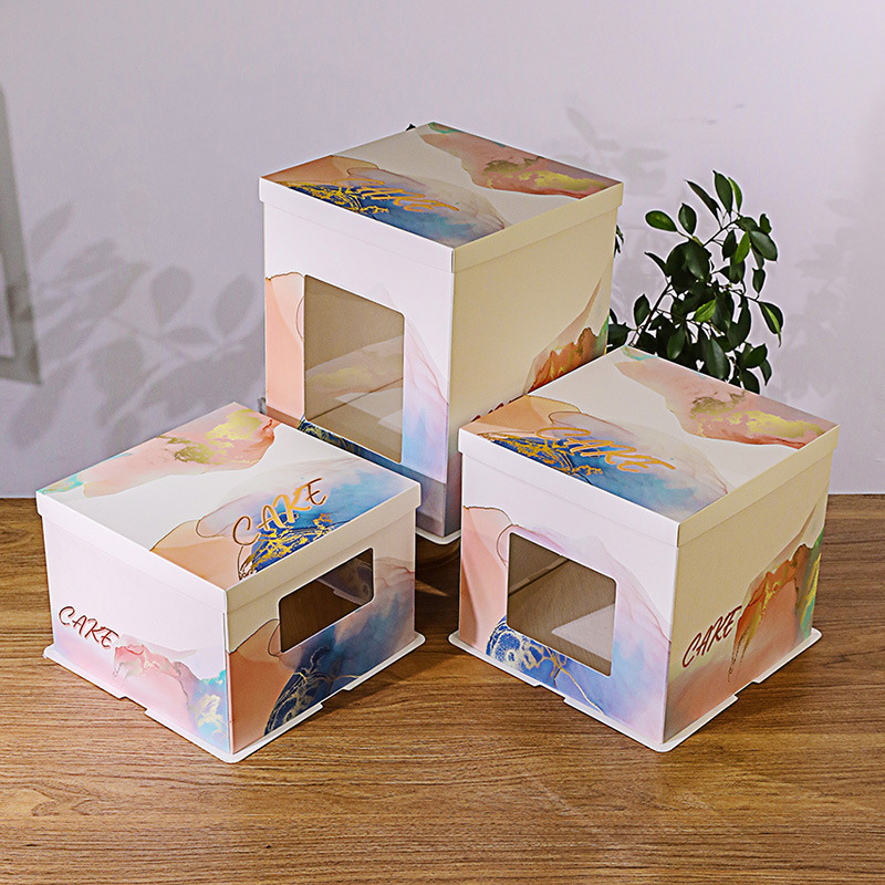 Factory direct supply of birthday cake boxes, 6, 8, 10, 12 inch single and double high-layer baking paper box packaging boxes wholesale pic 10