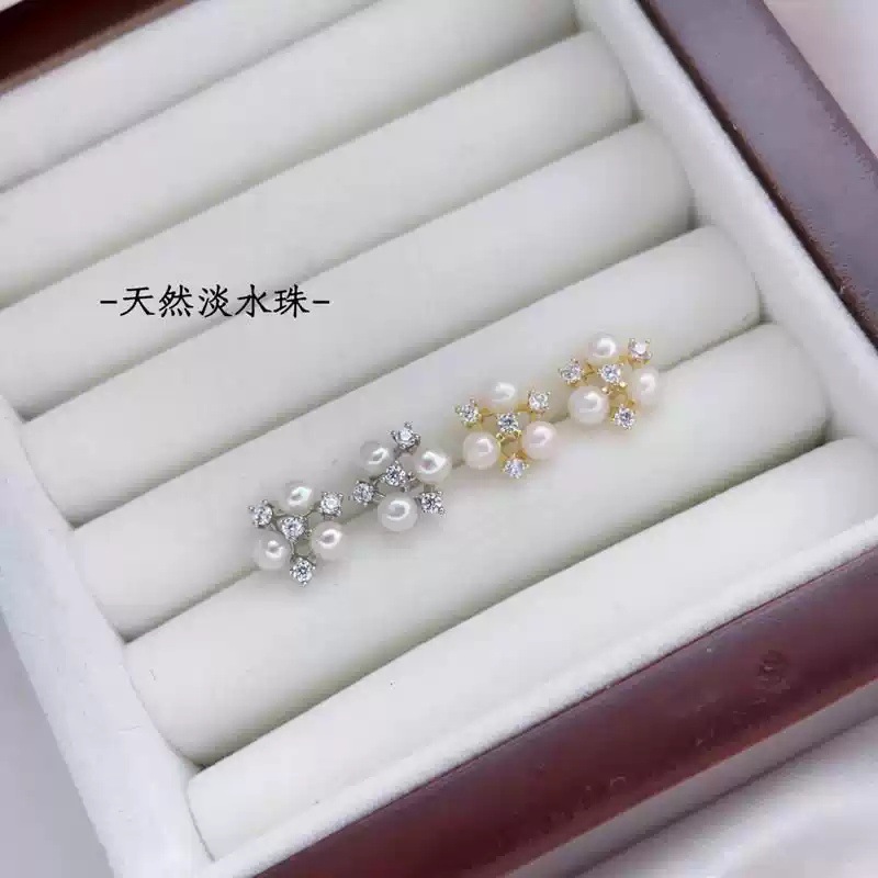 Freshwater pearl earrings, multi-bead shaped stud earrings S925, silver needle, niche design, light luxury earrings wholesale, Internet celebrity bestsellers pic 5