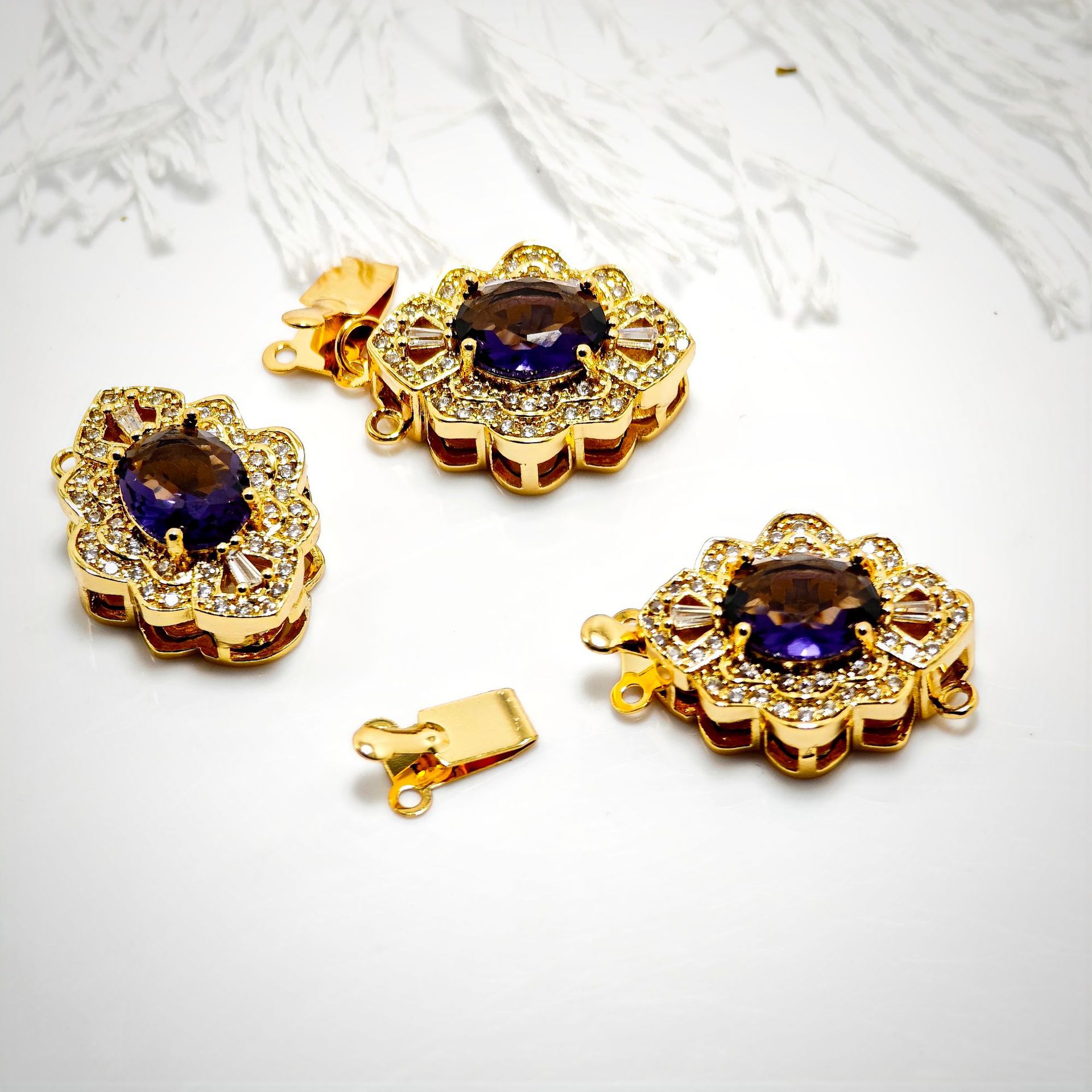 High color retention, real gold plating, double hanging, zirconium pearl buckle, pin, buckle necklace, connecting buckle head, DIY jewelry bracelet pic 30