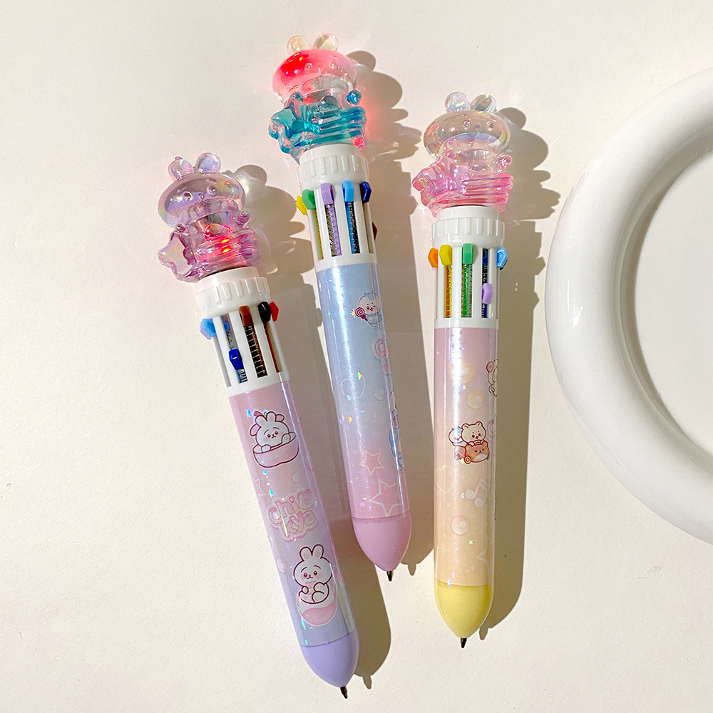 Chenxi Kawa Light Rotating Pen Fun Ten-color Press Ballpoint Pen can rotate multi-color planner pen 0.5mm pic 5