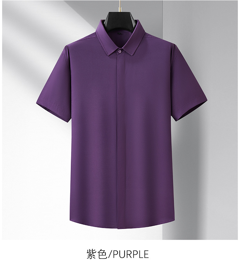 宽松大码男士短袖衬衫肥佬夏季商务休闲薄款纯色衬衣胖哥加肥寸衫详情24