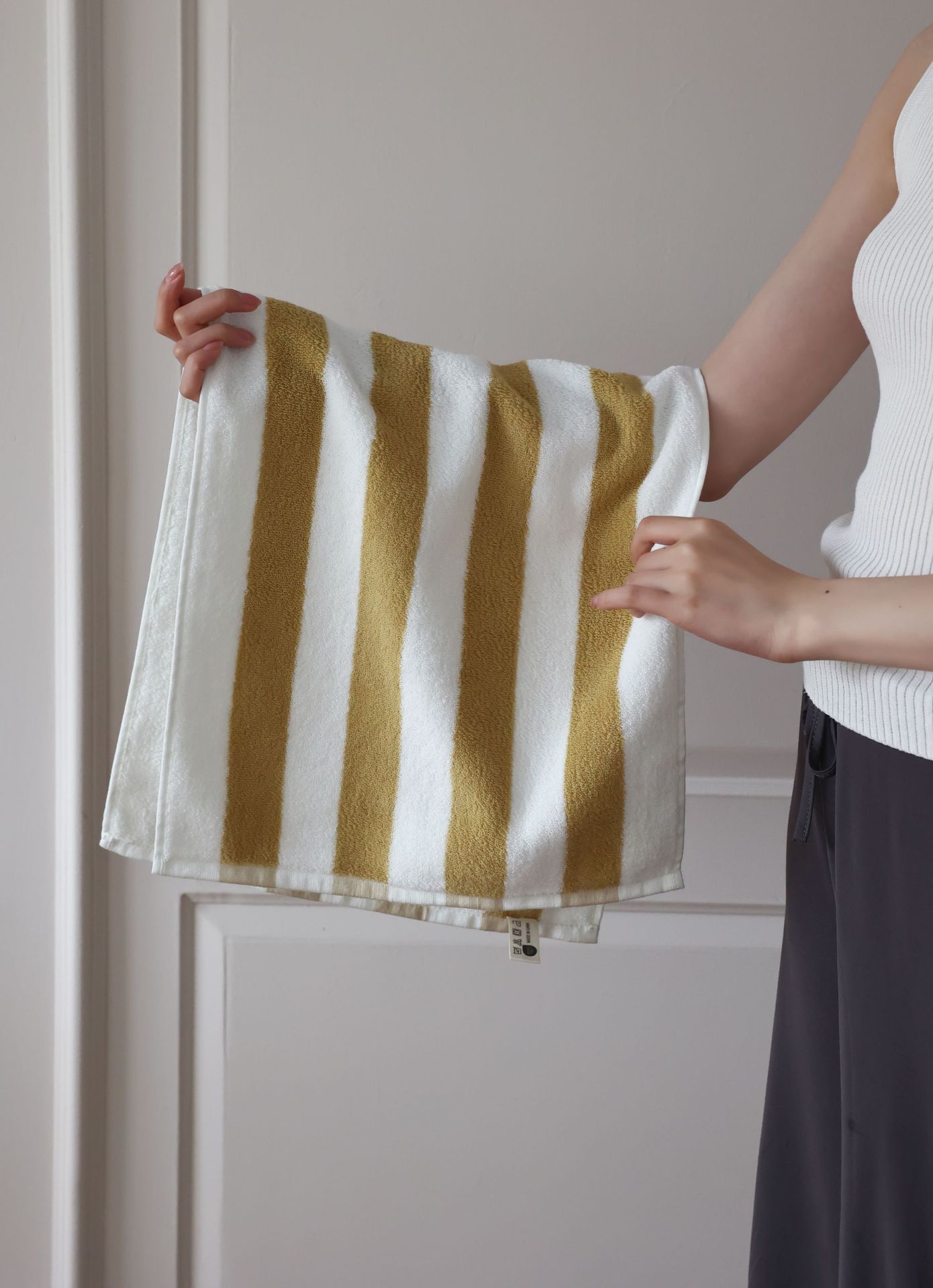 Sen fine striped retro style all-cotton towel, combed cotton Class A simple combed cotton towel, bathroom absorbent bath towel pic 13