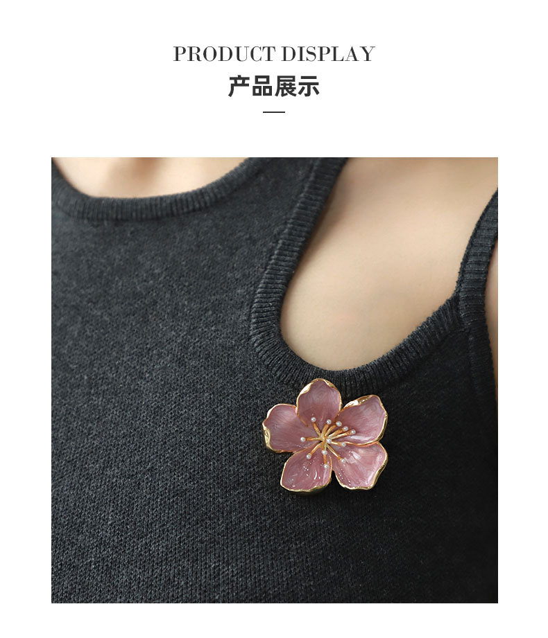 肯杰 春夏花朵滴油胸针女 精美珐琅液态冲粉清新秀丽气质百搭胸针详情7