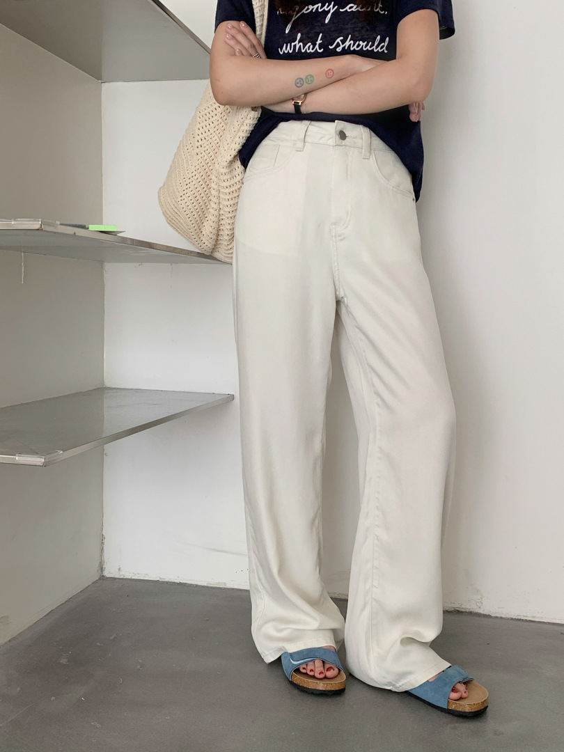 GAGD Tencel cool-feel washed wide-leg jeans for petite women, summer comfortable straight-leg slimming denim pants pic 18