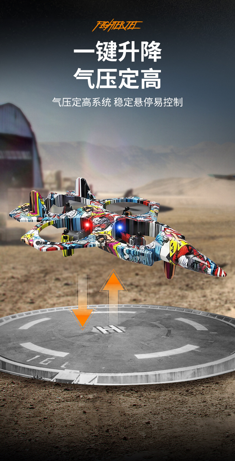 跨境战斗机四轴遥控飞机滑翔机定高翻滚悬停玩具无人机特技无人机详情7