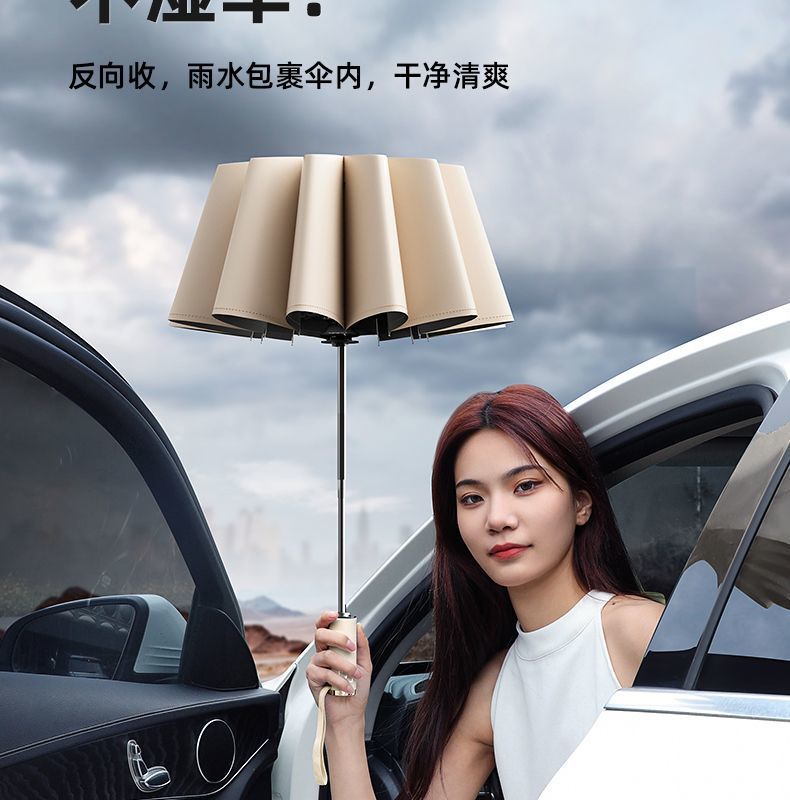 新款十股双龙骨防晒伞黑胶折叠晴雨两用伞全自动遮阳伞批发定制伞详情18