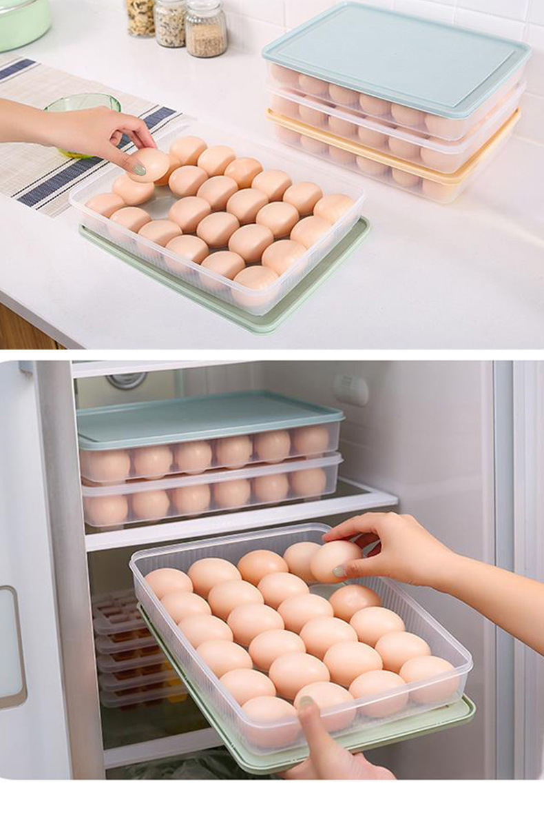 【 Thickened refrigerator egg box 】 24-compartment storage and preservation box, egg compartment egg tray, kitchen dust-proof storage box with lid pic 8