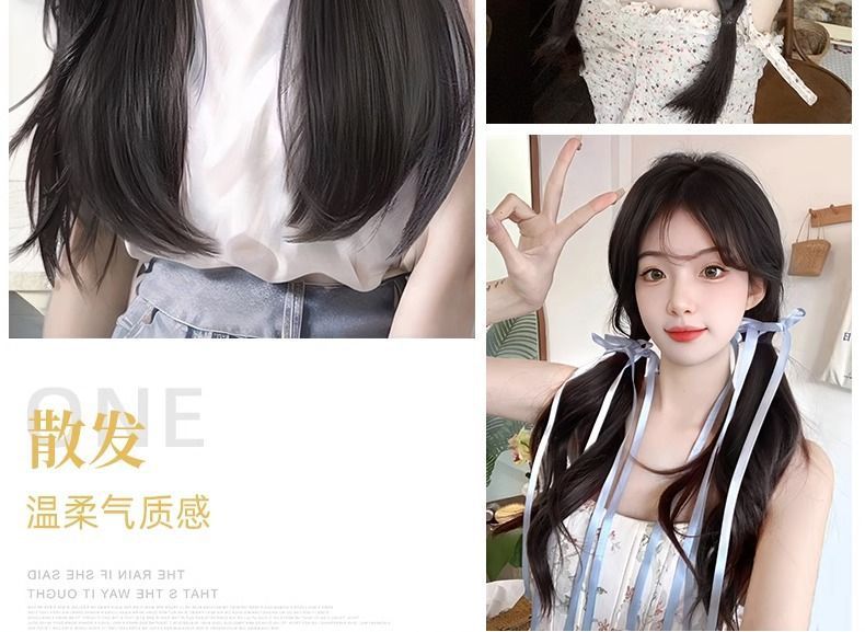 假发女一片式V型内扣微卷接发片长发仿真发无痕增发量补发片批发详情12