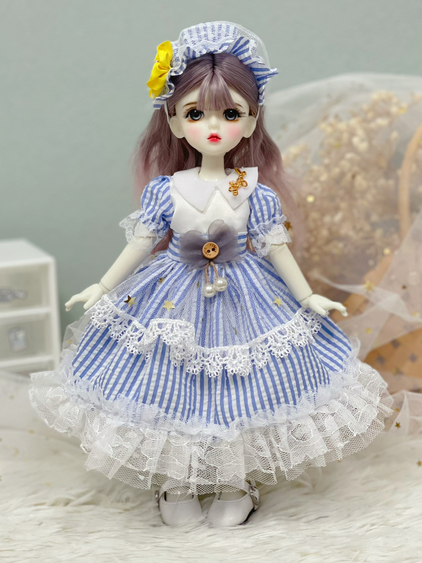 6 points bjd doll dress-up clothes, 30 cm doll set dress, autumn and winter outfits, Lolita jk maid dress pic 7