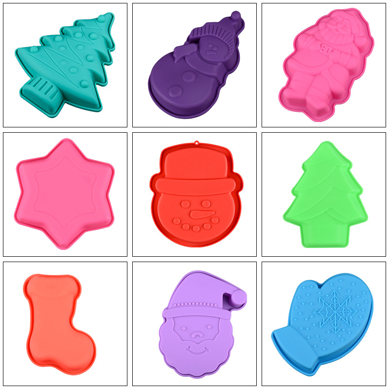Wholesale of Christmas silicone mold Christmas tree creative cake gingerbread man cookies Christmas pudding chocolate molds pic 1