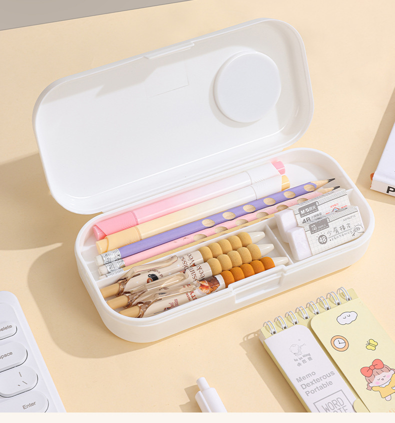 爆款莫兰迪简约文具盒小学生多功能双层卡通高颜值黑科技铅笔盒详情13