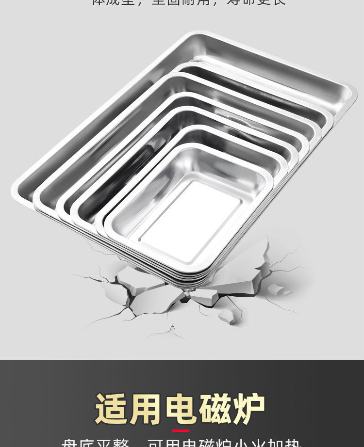 不锈钢方盘长方形加深厚方盆带盖商用装菜铁盒子家用烤鱼托盘商用详情11