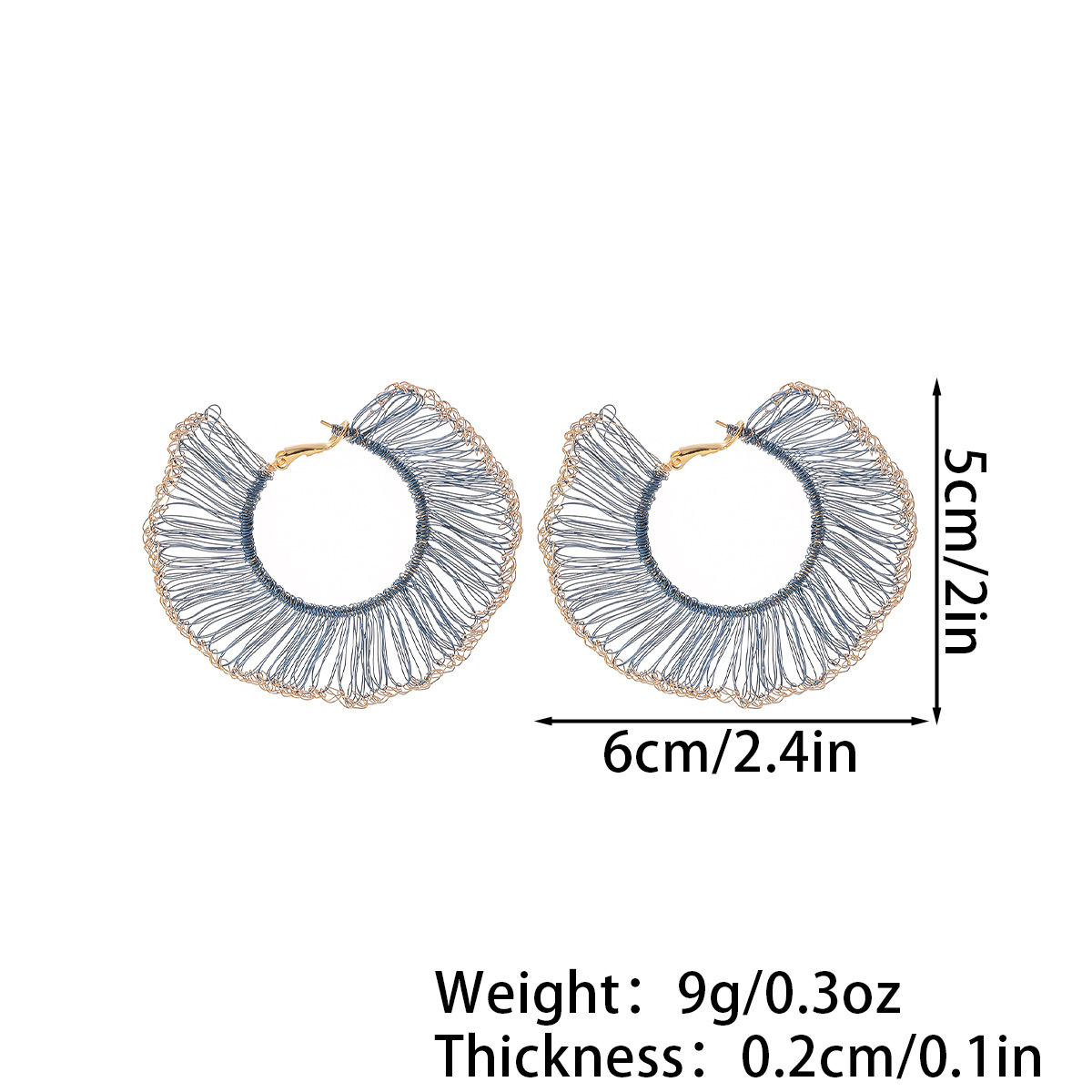 Nasha high-end copper wire hand-woven exaggerated large ear rings, niche high-end style earrings, non-fading fan-shaped stud earrings for women pic 2