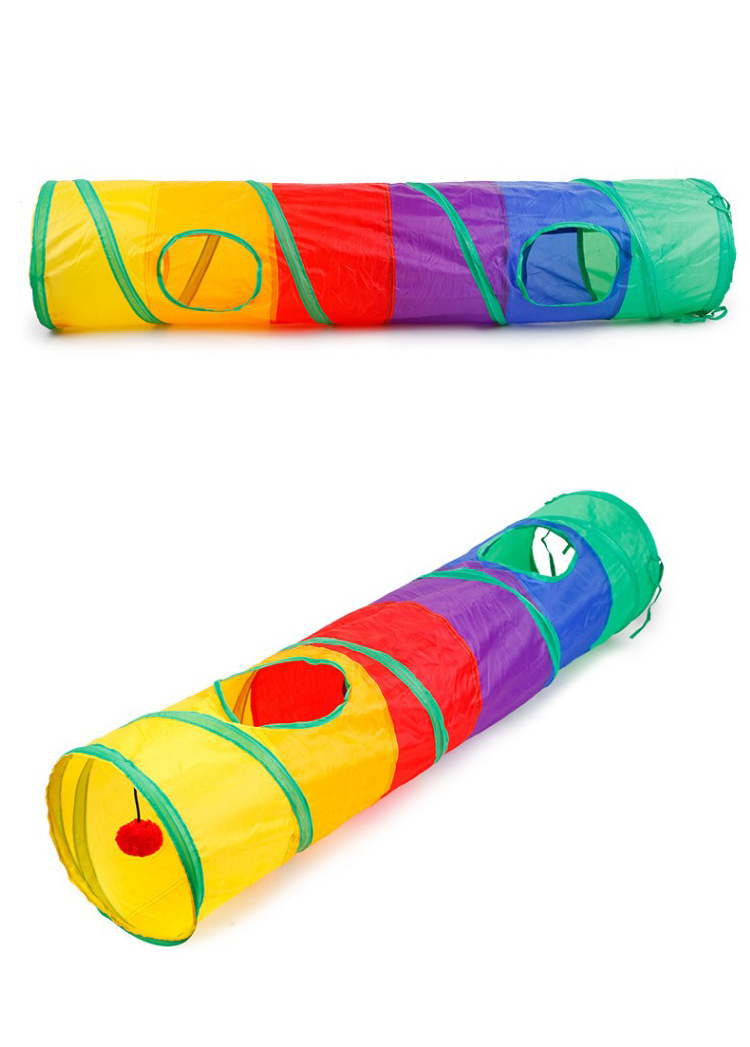 Z厂家现货宠物用品猫咪彩虹三通跑道 智益猫玩具钻桶可折叠猫通道详情17