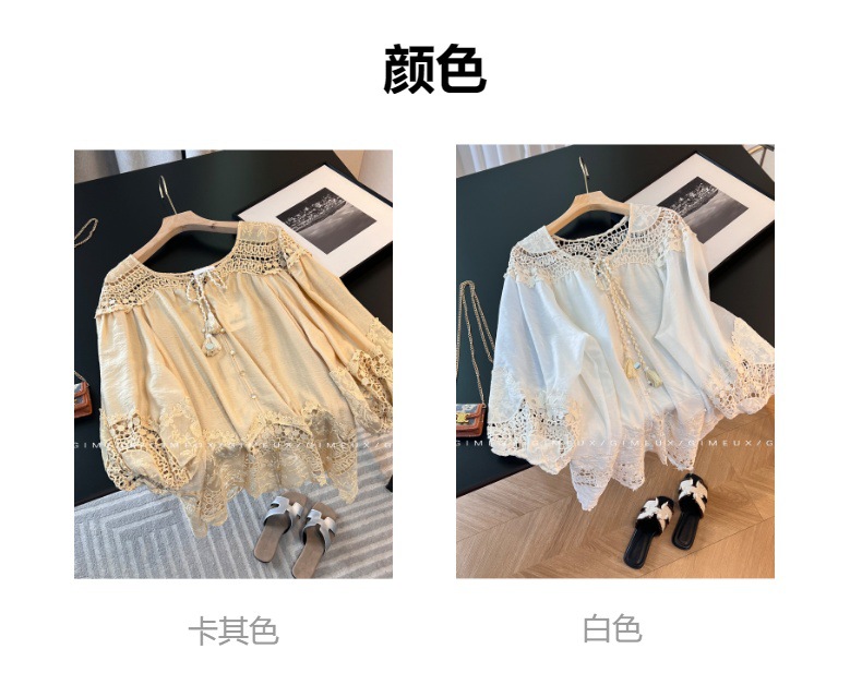 2025年夏季新款女装法式复古拼接中袖衬衫显瘦休闲衬衫上衣女详情8
