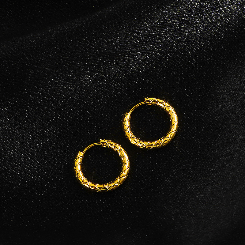 Basic style ear buckles, new fashionable and trendy European and American ins style hammered pattern earrings, titanium steel non-fading earrings and ear rings pic 6