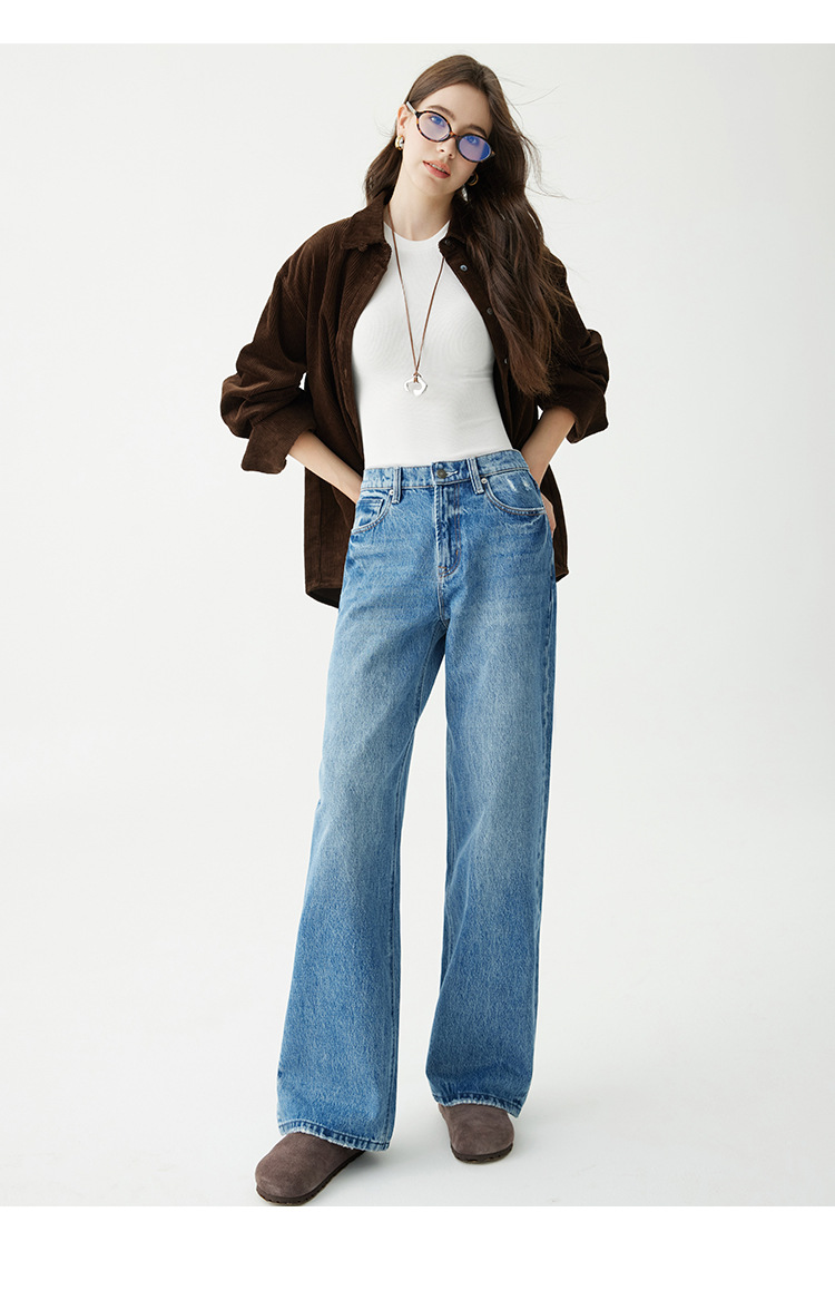 MBB high-end high-waisted jeans for women Spring/Autumn 2025 new style American 9-inch wide-leg pants Loose straight-leg trousers pic 14