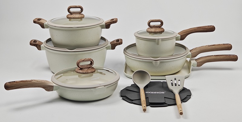 15/16 pieces cookware set 15/16 pieces non-stick pot set, tourmaline die-cast aluminum pot with bottom heat pic 16