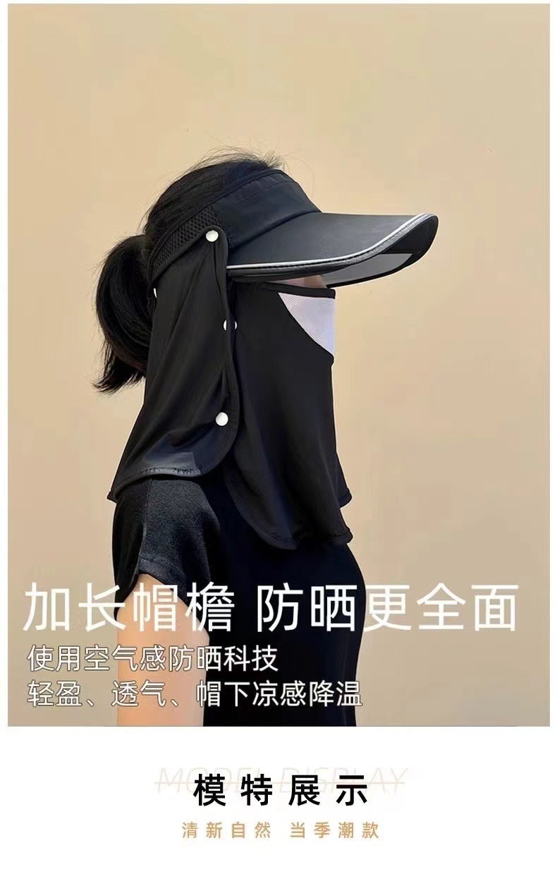 Summer sun hat, UV protection face mask, sun protection hat, wide-brimmed open-top outdoor cycling sun hat for women pic 14