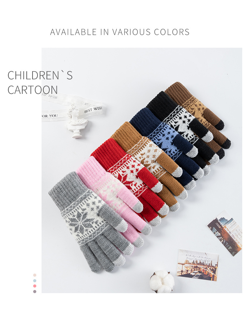 手套女冬季加绒加厚韩版防寒可爱户外骑行触屏保暖毛线针织手套详情12